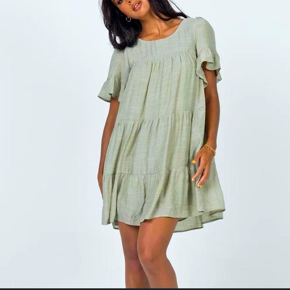 Princess Polly Lined Sage Green Miami Mini Dress Oversized Size 4